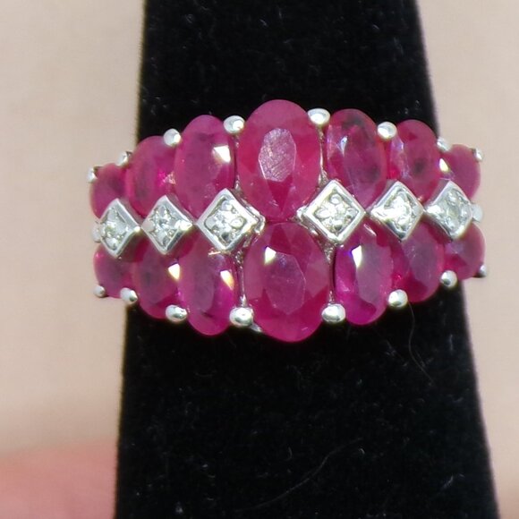 HIGH QUALITY Natural Ruby ring, 925 Sterling Silver Cherry Red Natural Ruby Band - Picture 3 of 8